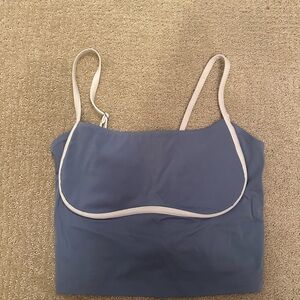 Mock Alo Blue and White Spaghetti Strap Top